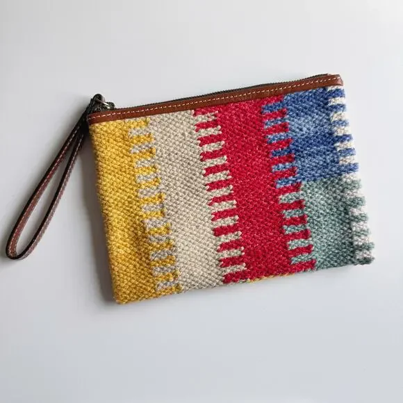 Patricia Nash Hand Loomed Multi Stripe Ballari Wristlet - Picture 2 of 7